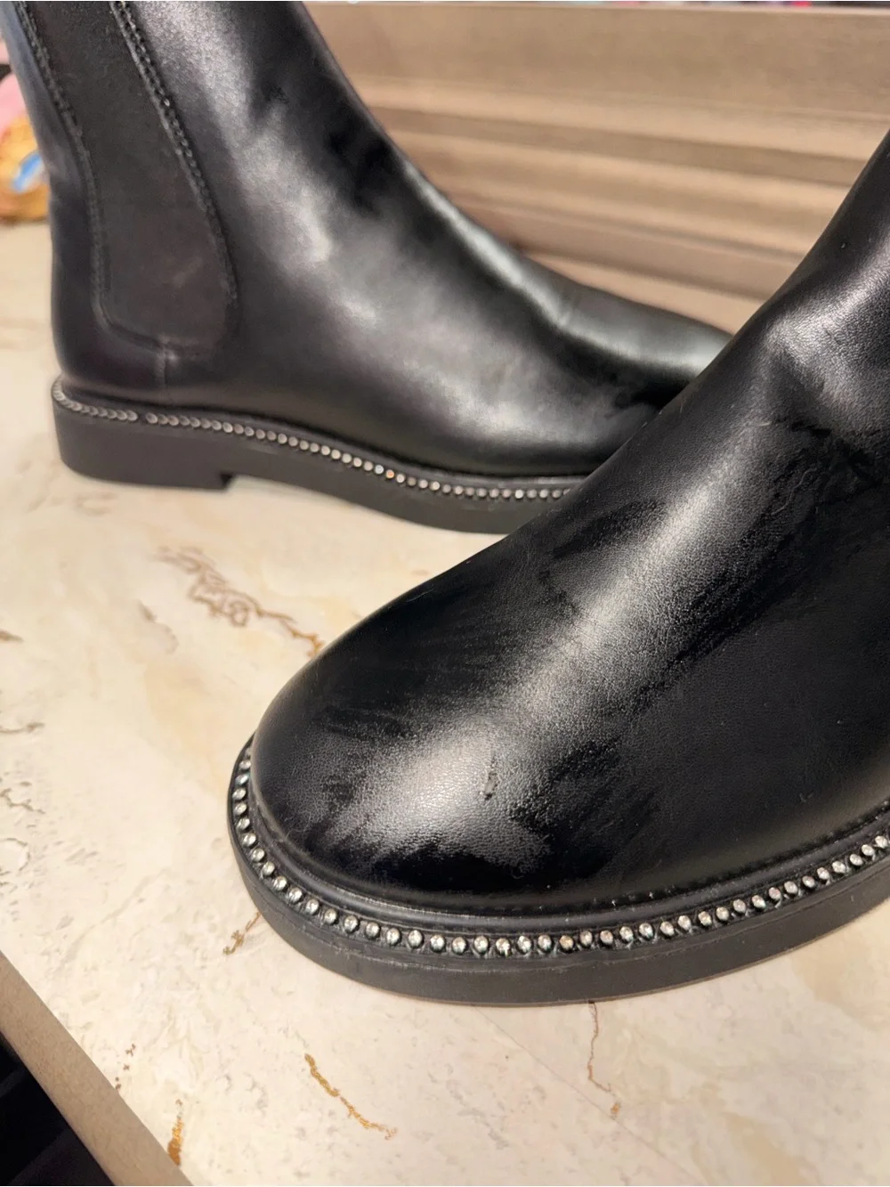 Zara Black Leather Chukka Boots with Studded Sole